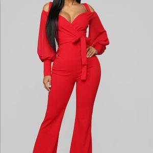 Fashion Nova - Red jumpsuit- NWT